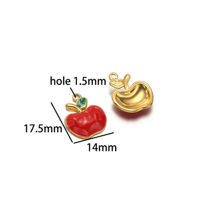 Wholesale 18k Gold Plated Stainless Steel Enamel Ladybird Insect Apple Strawberry Mushroom Charm Pendant for Jewelry Making