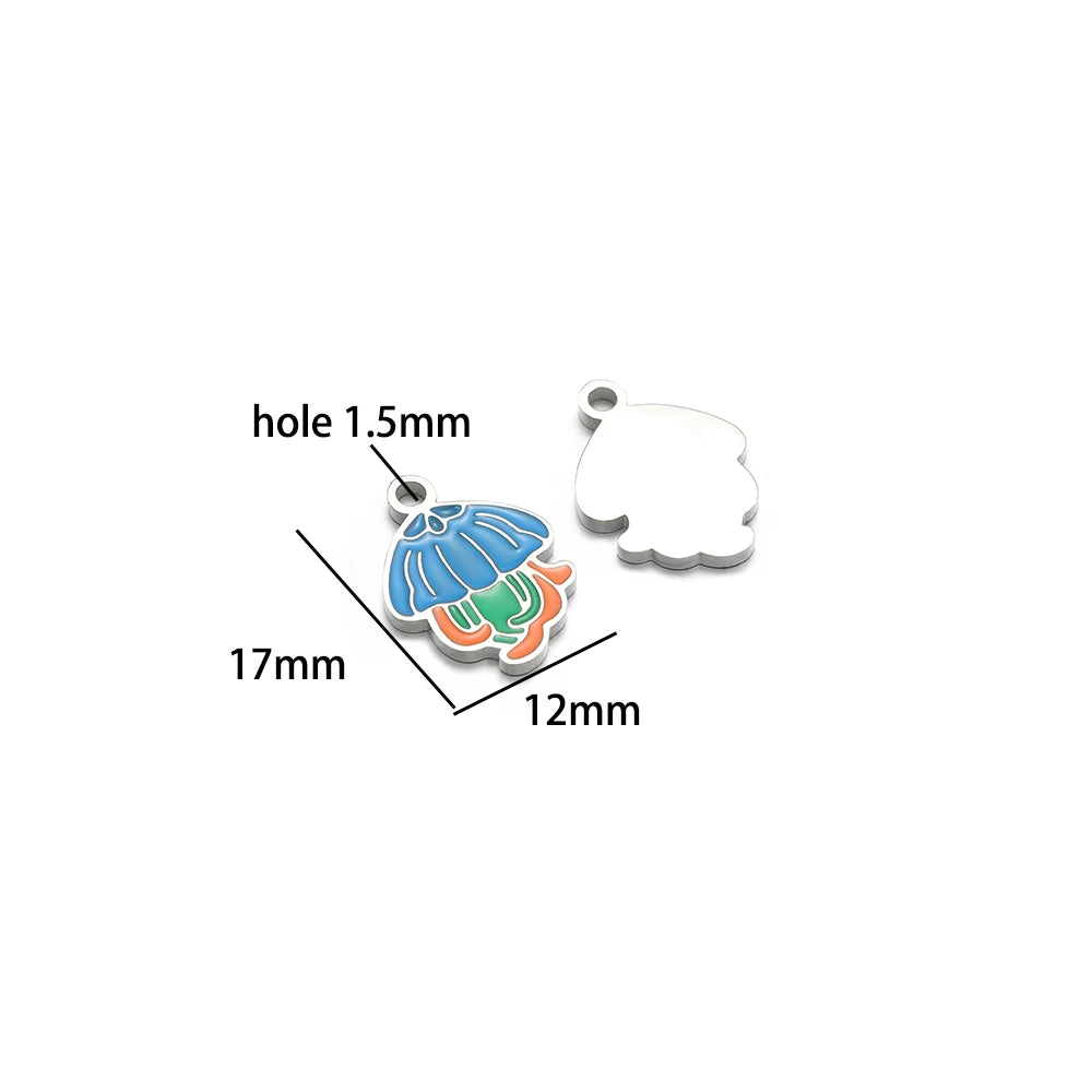 Gold Plated Stainless Steel Enamel Star Gift Bag butterfly Heart Charm Pendant for Jewelry Necklace Making Accessories
