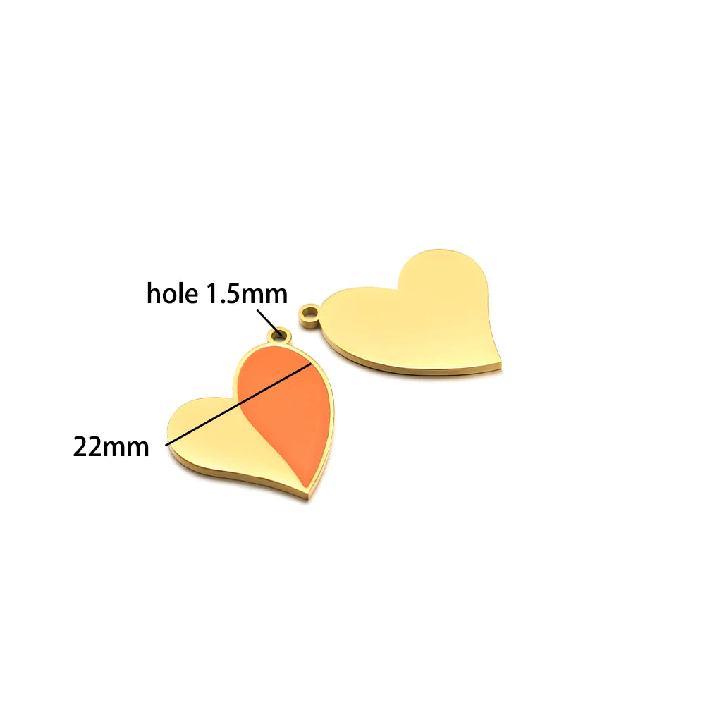 European American Style Stainless Steel Gold Plated Enamel Heart Eye Butterfly Charm Pendant for Jewelry Necklace Making