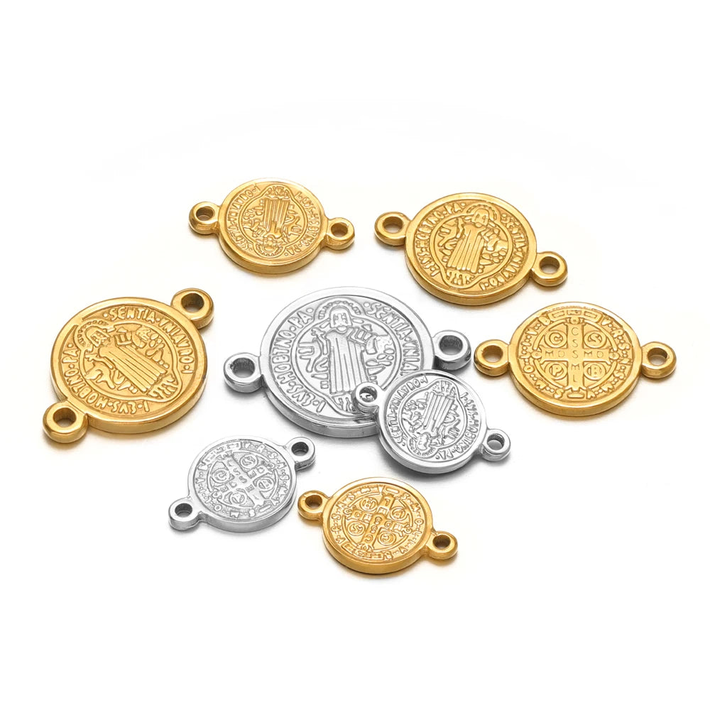 Unisex Religious Ornament Stainless Steel Gold Plated Double Hole Jesus Charm Pendant for Jewelry Making Wholesale