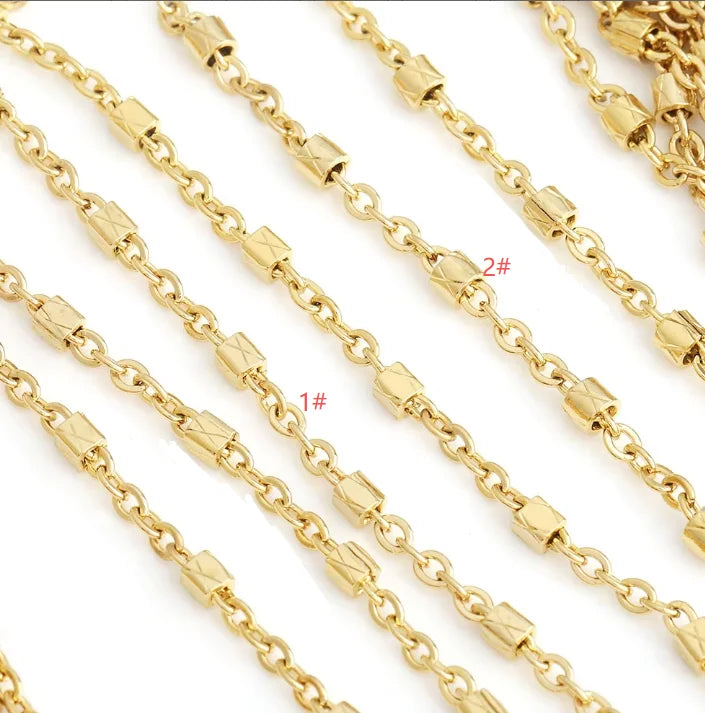 F057 304 Stainless Steel Cross Tube Chains Protective Coating Beads Chain Rosary for Jewelry Bag Chains Making