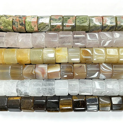 Natural Hexagon Prisms Stone Gemstone Irregular Bead, Hexagonal Rondelle Rondel Beads for DIY Jewelry Making 10x14mm, 19-20cm 8"