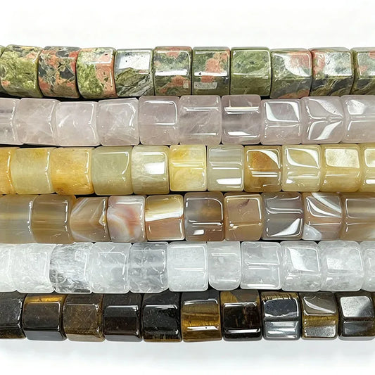 Natural Hexagon Prisms Stone Gemstone Irregular Bead, Hexagonal Rondelle Rondel Beads for DIY Jewelry Making 10x14mm, 19-20cm 8"
