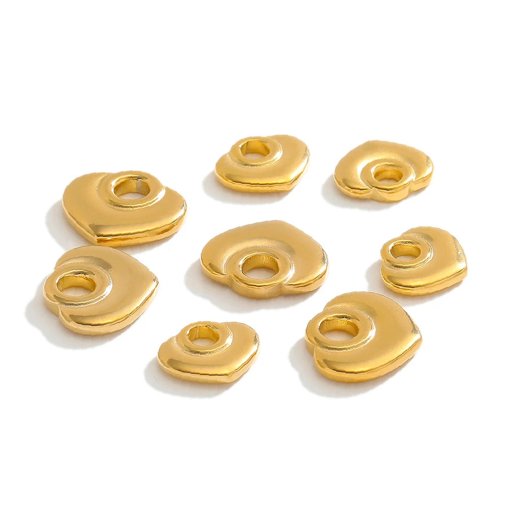 New Product 304 Stainless Steel 18k Gold Plated Heart Charm Pendants for Jewelry Necklace Making Accessories