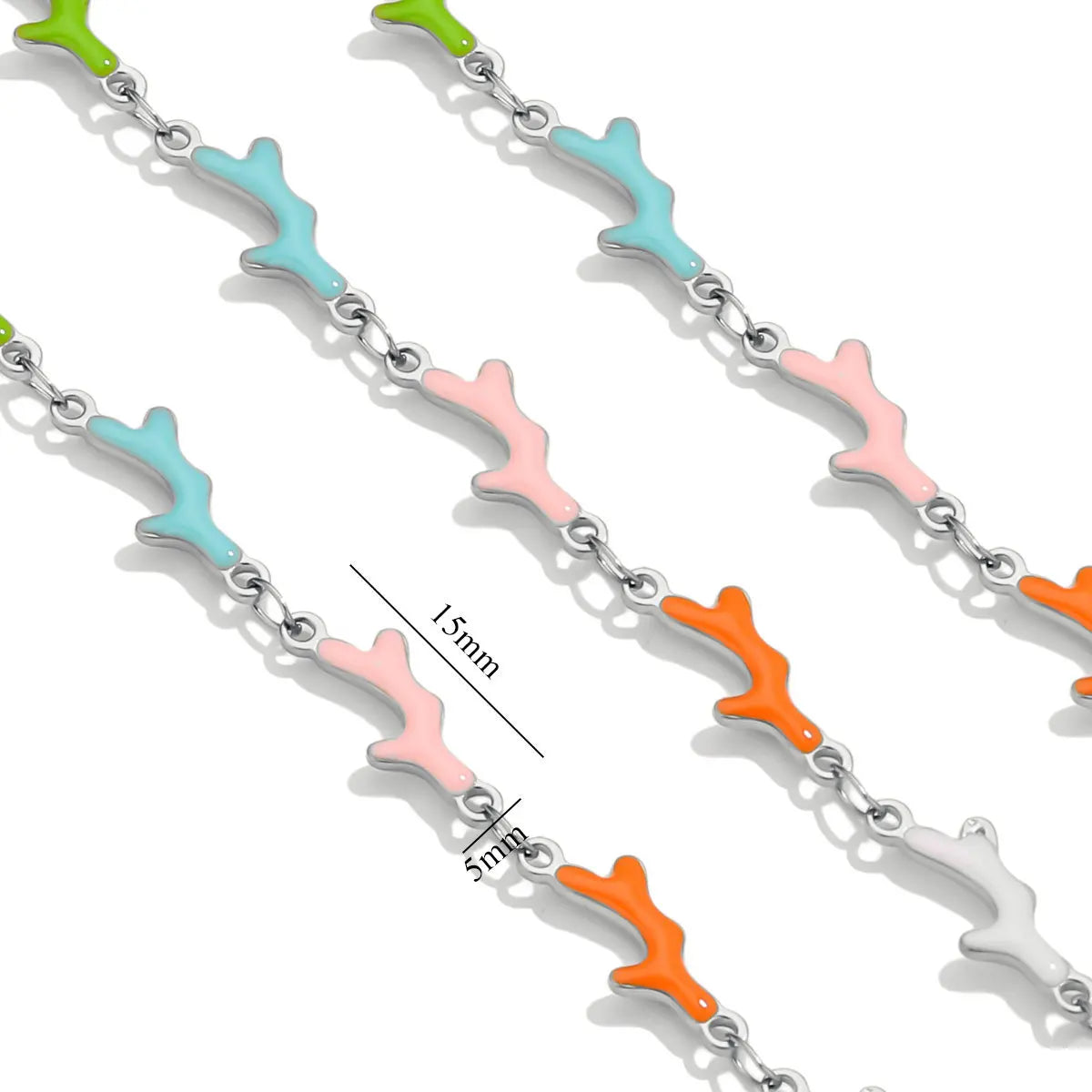 D829 Stainless Steel Ocean Series Enamel Roll Chains Starfish Octopus Fish Connector Chains DIY for Bracelet Necklace Making