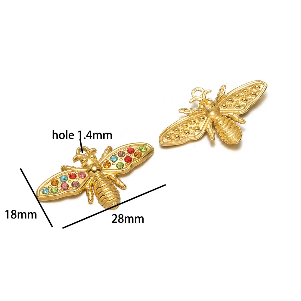 18k Gold Plated Stainless Steel Enamel Heart Rpse Flower Mushroom Charm Pendant for DIY Handmade Necklace Jewelry Making