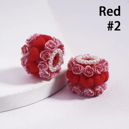 Acrylic Lucite Plastic Beads Luminous with Rose Flowers Frosted Hearts Valentine's Day White Pearl Chains 20MM Multi-Color