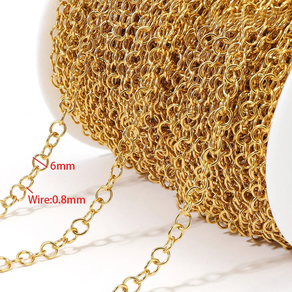 E612  Fashion Stainless Steel Roller Chain Cross Chain Extended O Chain for Jewelry Making