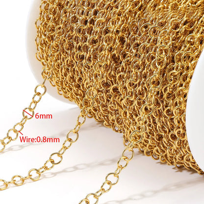 E612  Fashion Stainless Steel Roller Chain Cross Chain Extended O Chain for Jewelry Making