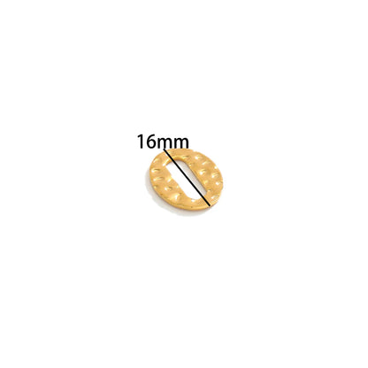 Wholesale Stainless Steel Gold Plated  Embossing Oval Slice Charms Pendants Necklace Connectors for Jewelry Necklace Making