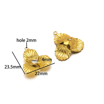 Hot Sale Fashion 18k Gold Plated Stainless Steel Pearl Flower Irregular Shape Charm Pendant for DIY Necklace Jewelry Making