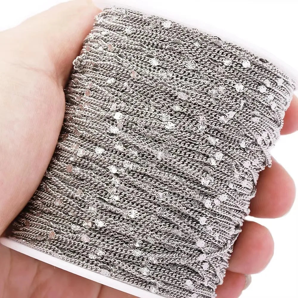 B355 Shiny Amazing Sequins Chain Small Stainless Steel Chain Wholesale Chain for Necklace Making