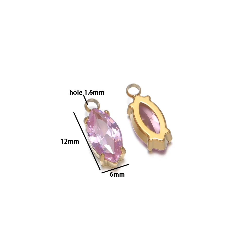 Handmade Stainless Steel 18k Gold Plated Zircon Charm Pendant for Diy Bracelet Necklace Jewelry Making Wholesale