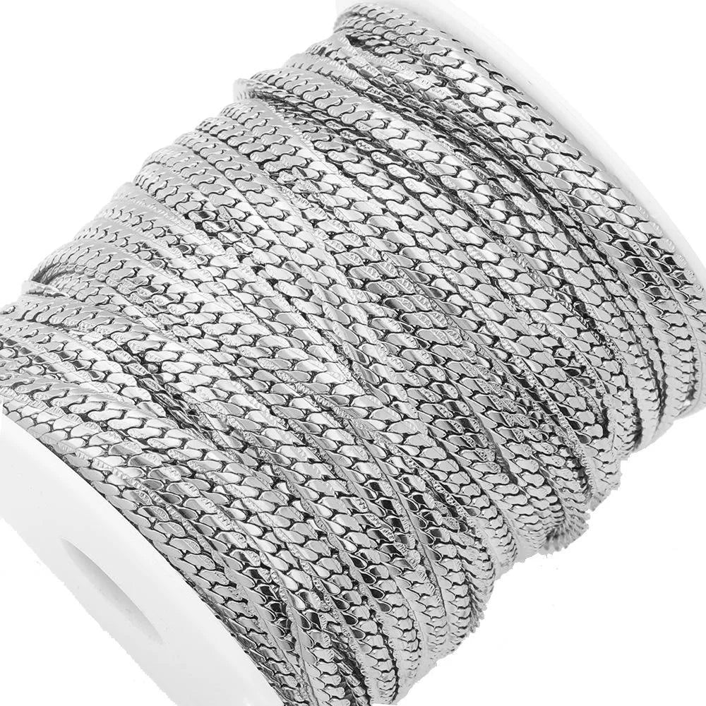 4.3mm Stainless Steel Waterproof Chain 18K Gold Plating DIY Cuban Tennis Chain Roll for Permanent Jewelry Making