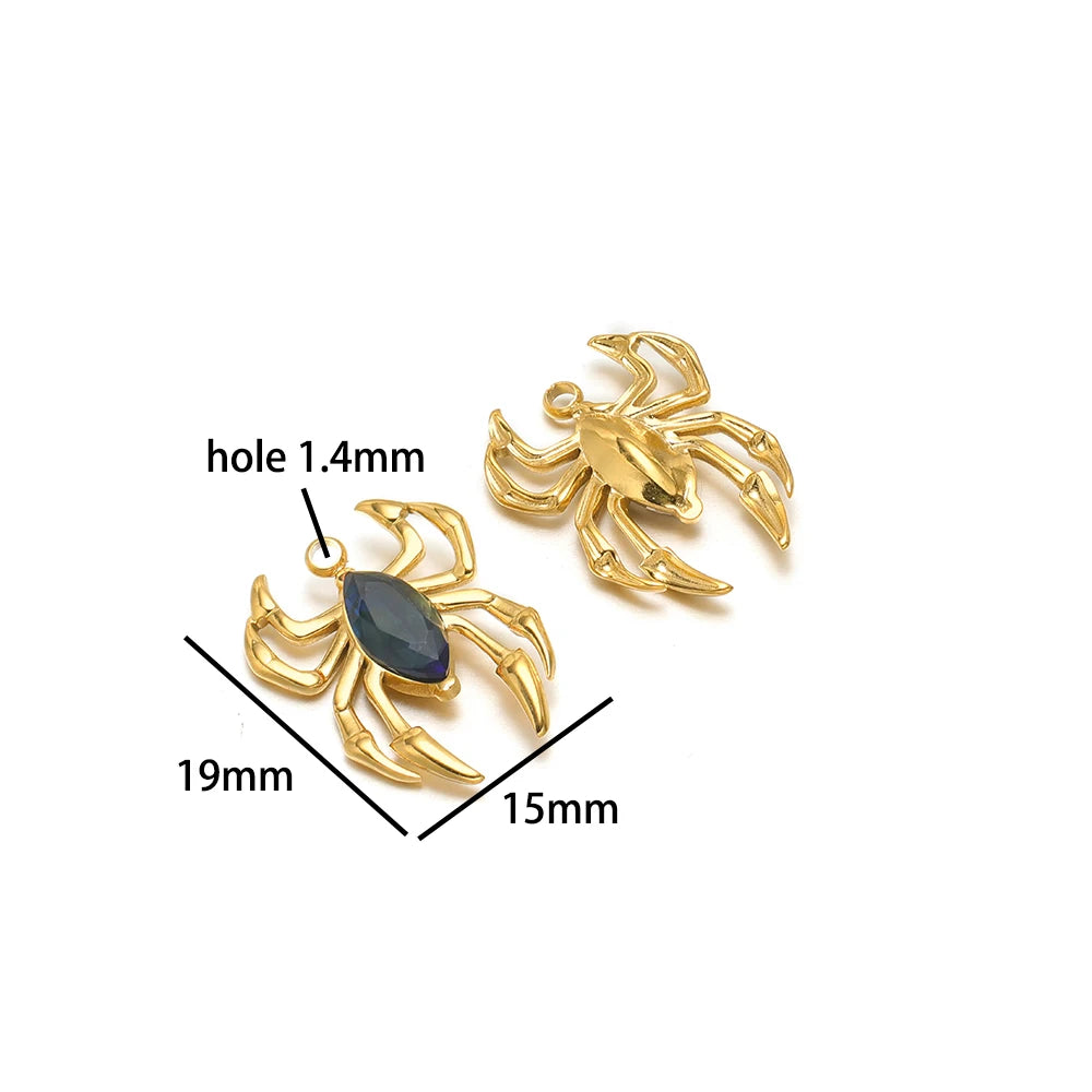 Fashion 18k Gold Plated Stainless Steel Enamel Spider Shell Pearl Pepper Charm Pendant for DIY Handmade Necklace Jewelry Making
