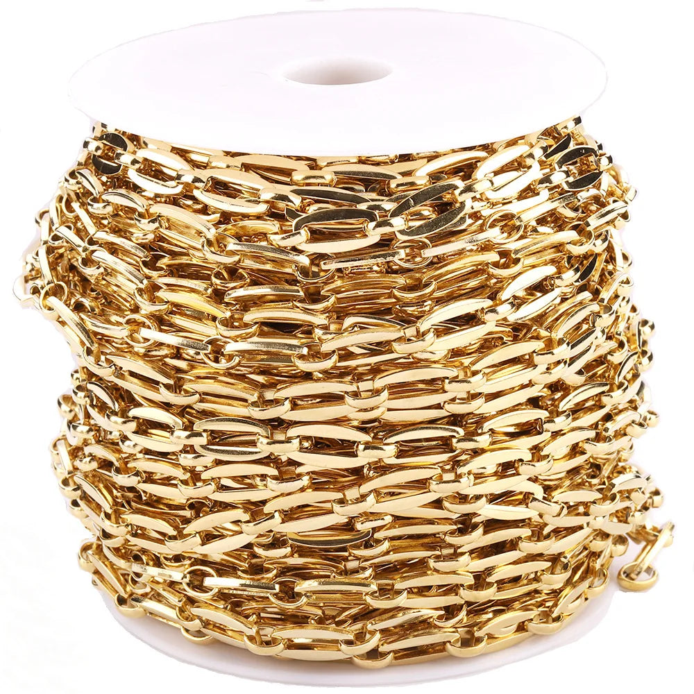 B332 High Quality Gold Plating Necklace Jewelry Chain Gold Paper Clip Chain Jewelry Findings Components