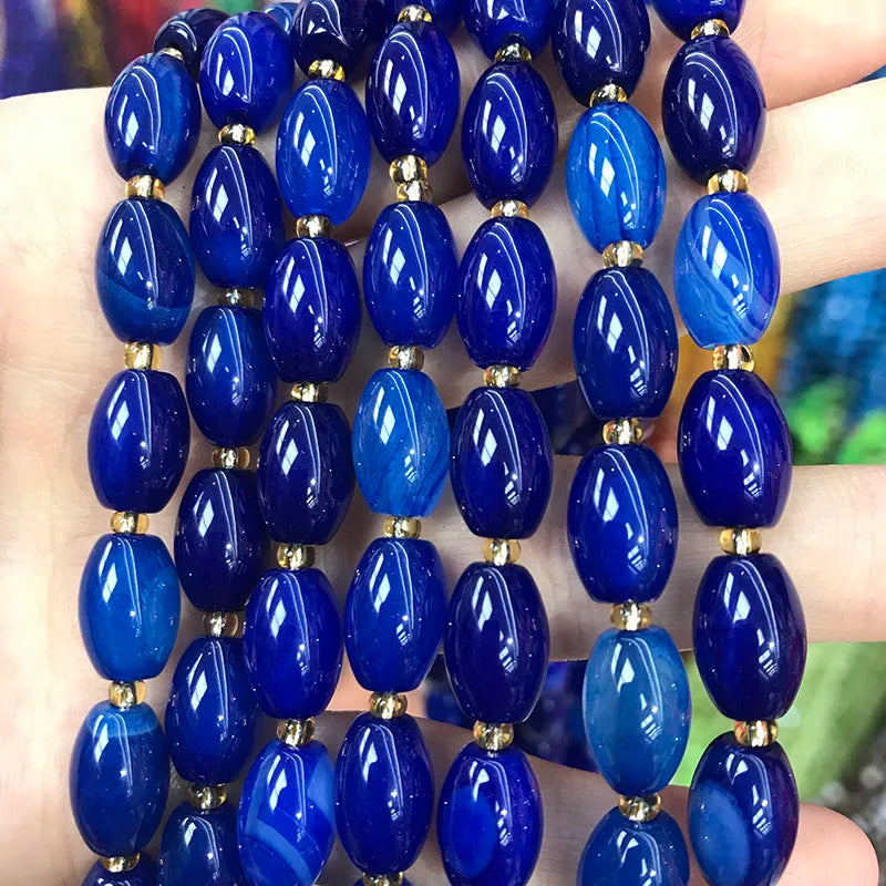 New Natural 8x12mm Rice Dyed Rainbow Colorful Agate Loose Bead, Mutil-color Agate Tourmaline for DIY Women Jewelry Making