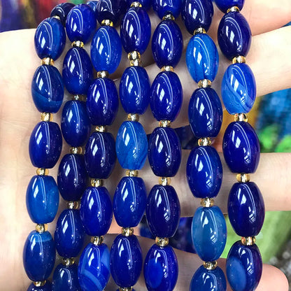 New Natural 8x12mm Rice Dyed Rainbow Colorful Agate Loose Bead, Mutil-color Agate Tourmaline for DIY Women Jewelry Making