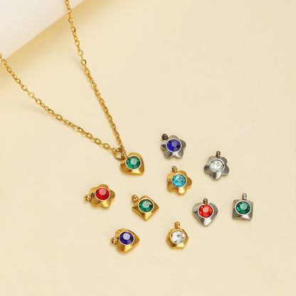 Fashion Heart Charm Stainless Steel 18K Gold Plated 20pcs/bag 6mm Heart Zircon Charm Pendant for Jewelry Necklace Making