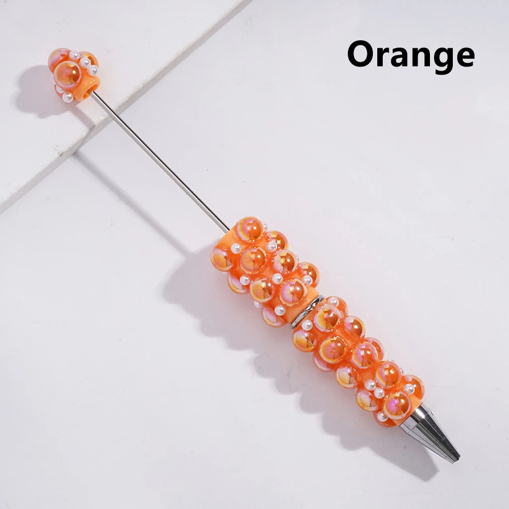 Beadable Ballpoint Pens with Half-Shell & Small White Pearls for DIY Pen Making & Gift Craft