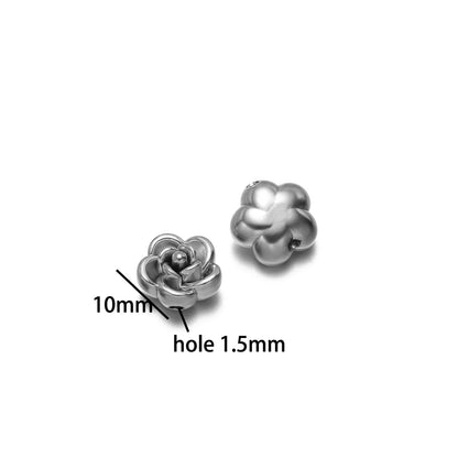 Retro Design 18k Gold Plated Stainless Steel Rose Bead Pendant Flower Charm Pendant for Bracelet Necklace Jewelry Making