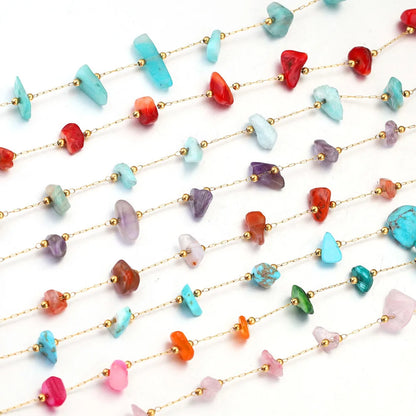 Stainless Steel Natural Stone Handmade Irregular Quartz Chains for Permanent Jewelry Accessories