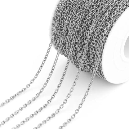 B4417 One Roller/10 Meters Cross Chain Jewelry Bulk Chain Stainless Steel Non Tarnish Chain for Diy