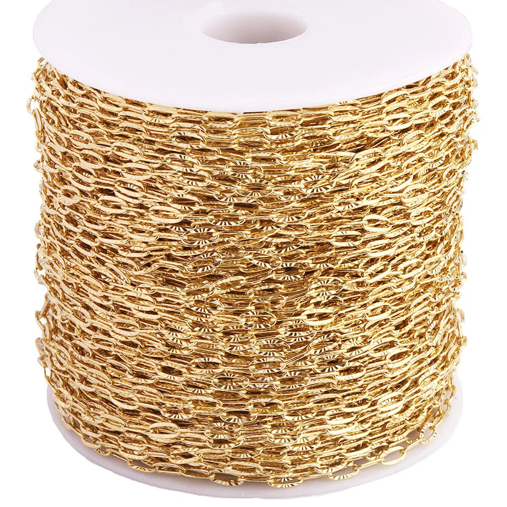 B2074 Embossing Paper Clip Chain Fadeless Stainless Steel Chain Jewelry Chain for Bracelet Necklace