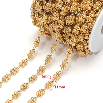 D866 New Gold Plated Stainless Steel Chain Flower Clover Leaf Shape Waterproof Chain for Necklace Bracelet Diy