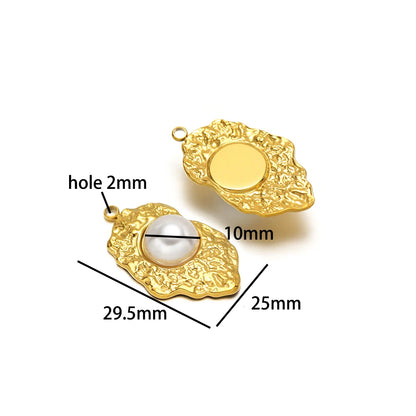 Hot Sale Fashion 18k Gold Plated Stainless Steel Pearl Flower Irregular Shape Charm Pendant for DIY Necklace Jewelry Making