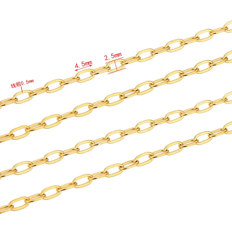A1180 Fashion 18k Gold Plated Cross Chain 2.5mm Stainless Steel Necklace Bulk Chain Jewelry Accessory