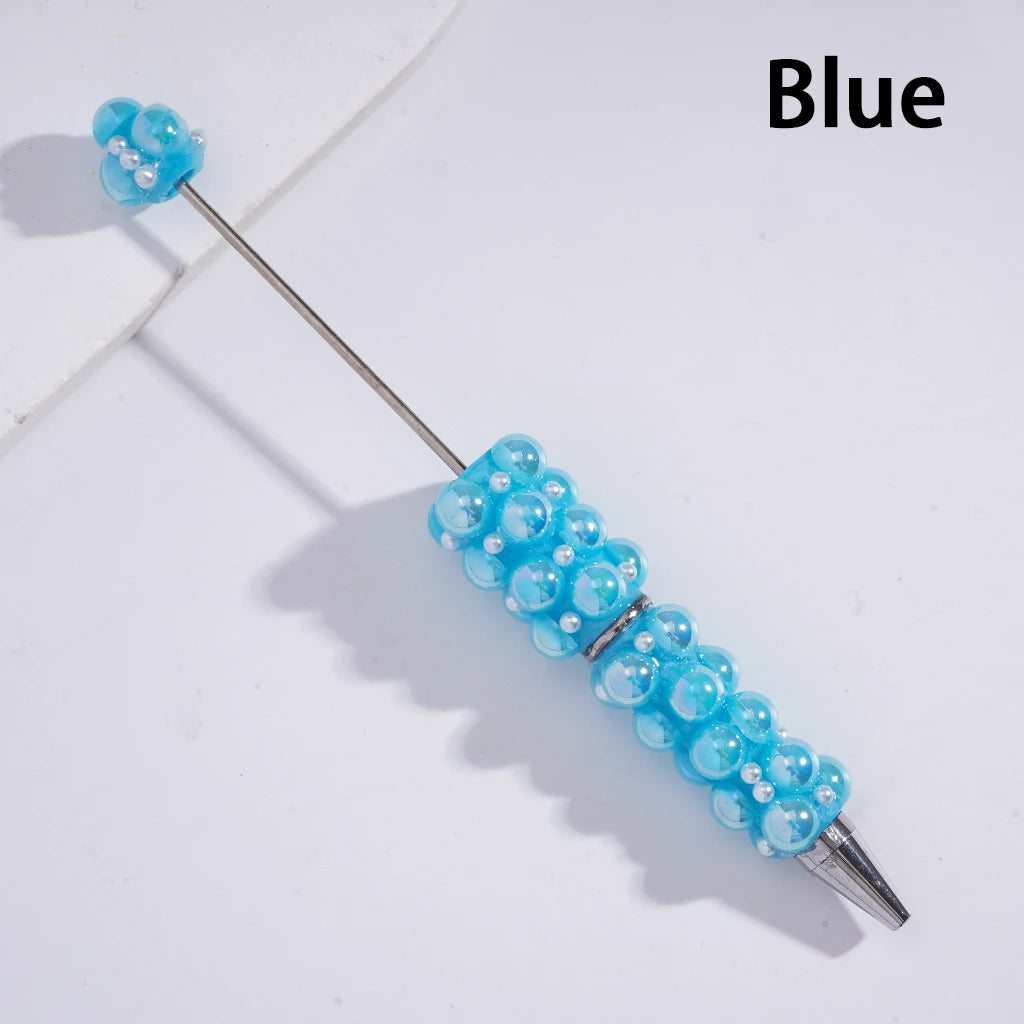 Beadable Ballpoint Pens with Half-Shell & Small White Pearls for DIY Pen Making & Gift Craft