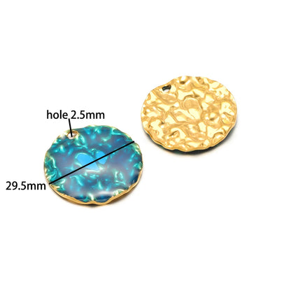 Fashion Simple Geometric 18k Gold Plated Stainless Steel Enamel Round square Oval Charm Pendant for DIY Necklace Jewelry Making