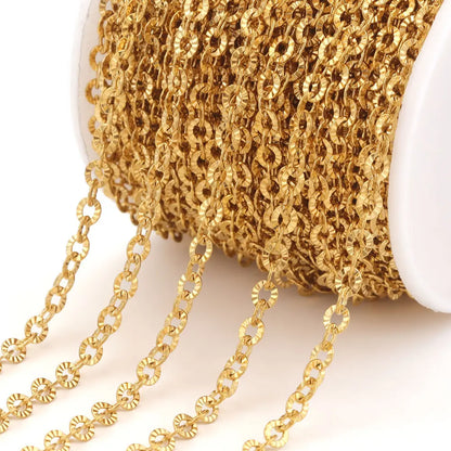 E184 Fashion Silver Gold Plated Chain Waterproof Stainless Steel Roller Link Chains for Jewelry Custom