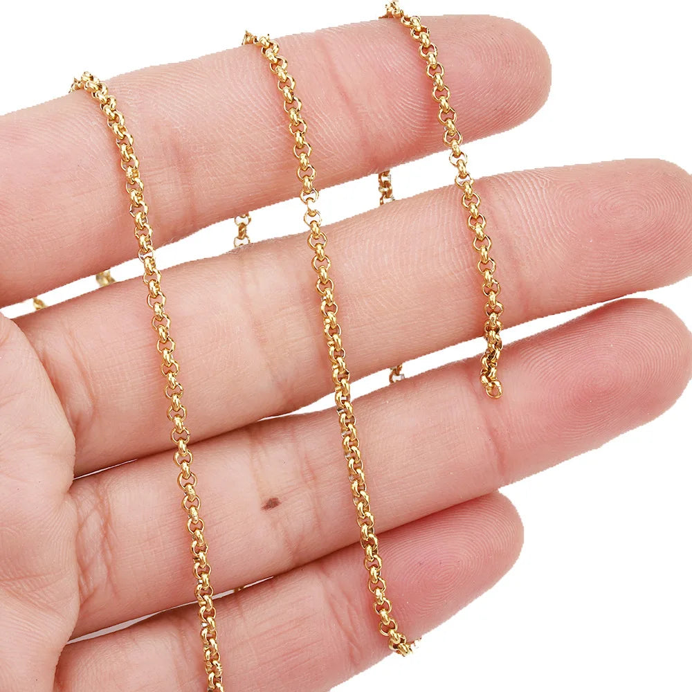 B1605 18k Gold Plated O Chain Top Quality Stainless Steel Bulk Chain Bracelet Necklace Accessory