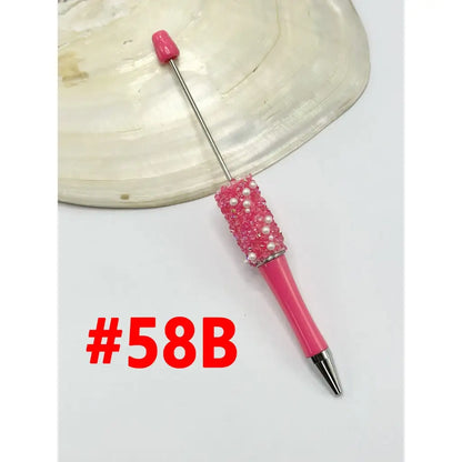 Plastic Diamond Shape Clear Rhinestones White Pearls Portable Ballpoint Pen Wedding Party Gift