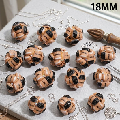18mm Round Coffee Cup Gemstone Decor Loose Beads Bulk for Beadable Pen DIY Keychain Bracelet Jewelry Making Wholesale