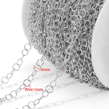 E612  Fashion Stainless Steel Roller Chain Cross Chain Extended O Chain for Jewelry Making