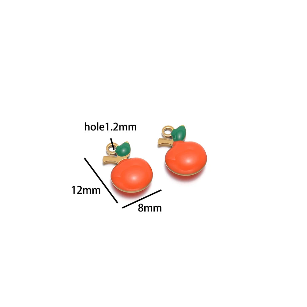 20pcs/bag Stainless Steel 18k Gold Plated Enamel Apple Charm Pendant for Handmade Jewelry Necklace Making