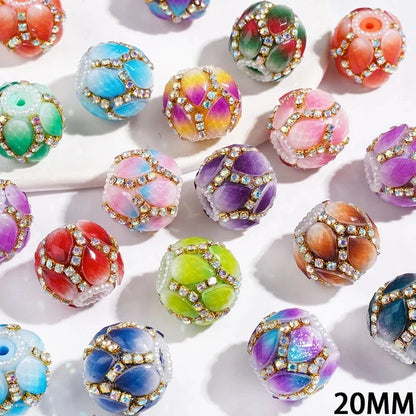 Gradient Glitter Lotus Petal Handmade Acrylic Focal Beads 20MM Multi-Color Random Mix for DIY Beadable Pen & Keychain Wholesale
