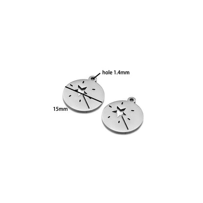 DIY Pendants Stainless Steel 18k Gold Plated Hollow Cactus Butterfly Star Sun Eyes Charm Pendants for Jewelry Necklace Making
