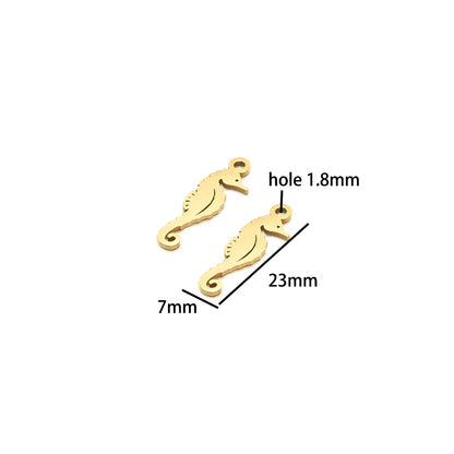 Ocean Series Stainless Steel 18k Gold Plated Starfish Sea Turtle Sea Horse Coconut Tree Charm Pendant for Jewelry Making
