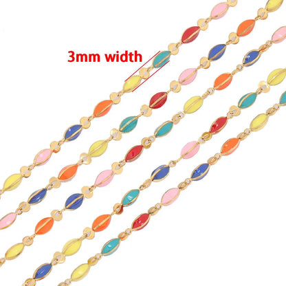 B1721 Rainbow Color Enamel Chain Gold Link Chain Fashion Chain Jewelry Making