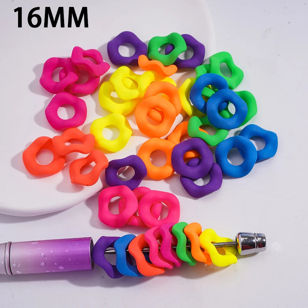16MM Neon Fluorescent Wavy Frosted Acrylic Spacer Beads Matte Rubber Touch for Pen Bracelet Jewelry Making