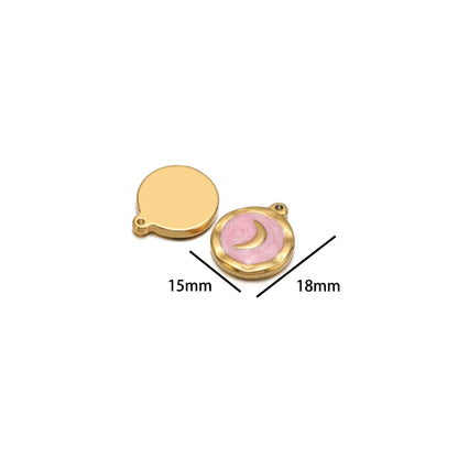 High Polish 304 Stainless Steel 18k Gold Plated Enamel Star Moon Heart Lightning Charm Pendant for Jewelry Necklace Making