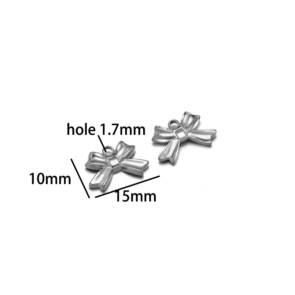 New Handmade DIY Jewelry Accessories 18k Gold Plated Stainless Steel Pearl Bowknot Charm Pendant for Women Jewelry Making