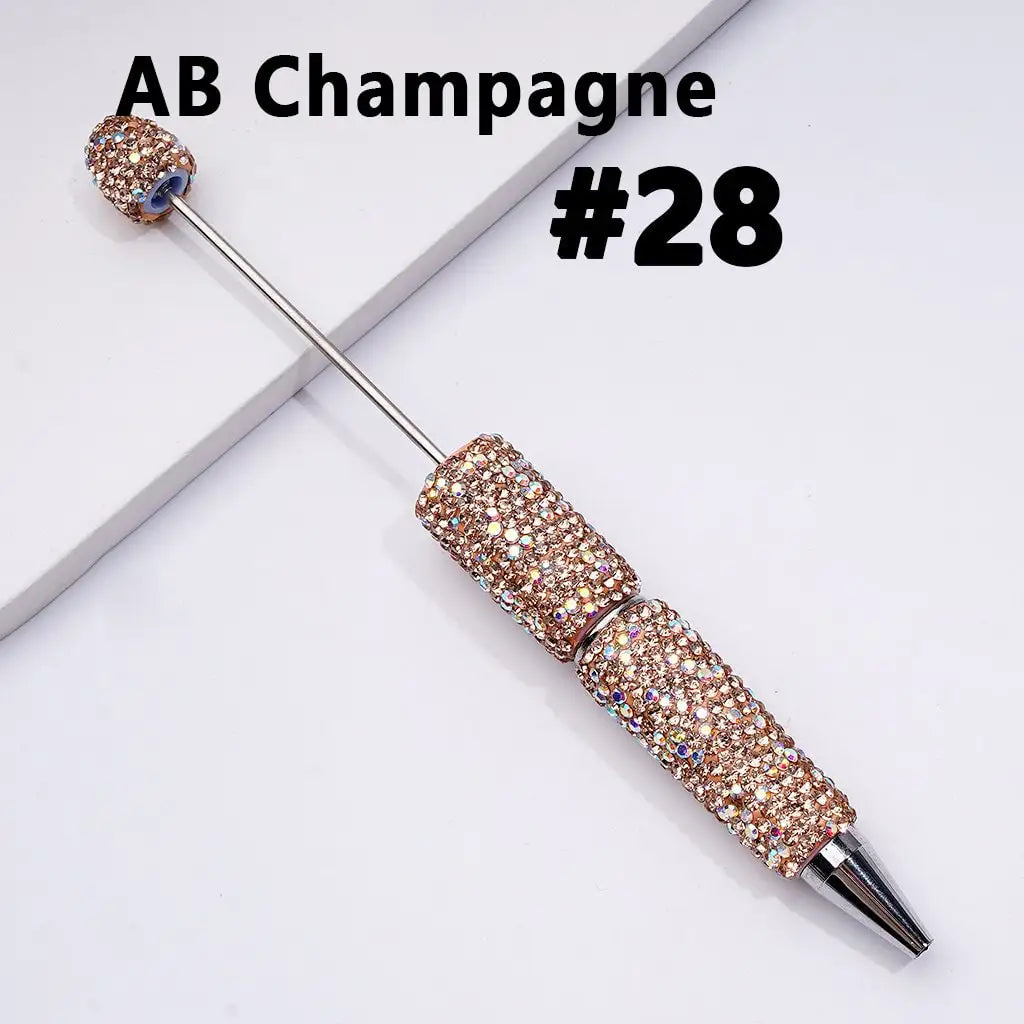 Full Rhinestone Beadable Clay Ballpoint Pens - DIY Beaded Plastic Pen for School Office Gift