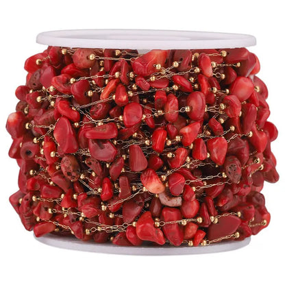 A2761 Fashion Natural Stone Beads Beaded Chain Rosary Amethyst Turquoise Beads Chain Stainless Steel for Jewelry Making