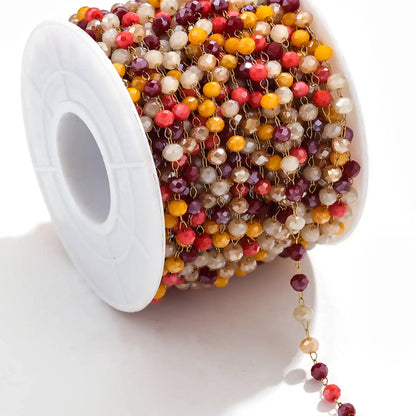 A1321 Fashion Handmade Stainless Steel Chain Beads Beaded Crystal Chain Colorful Chain for Necklace Bracelet Diy