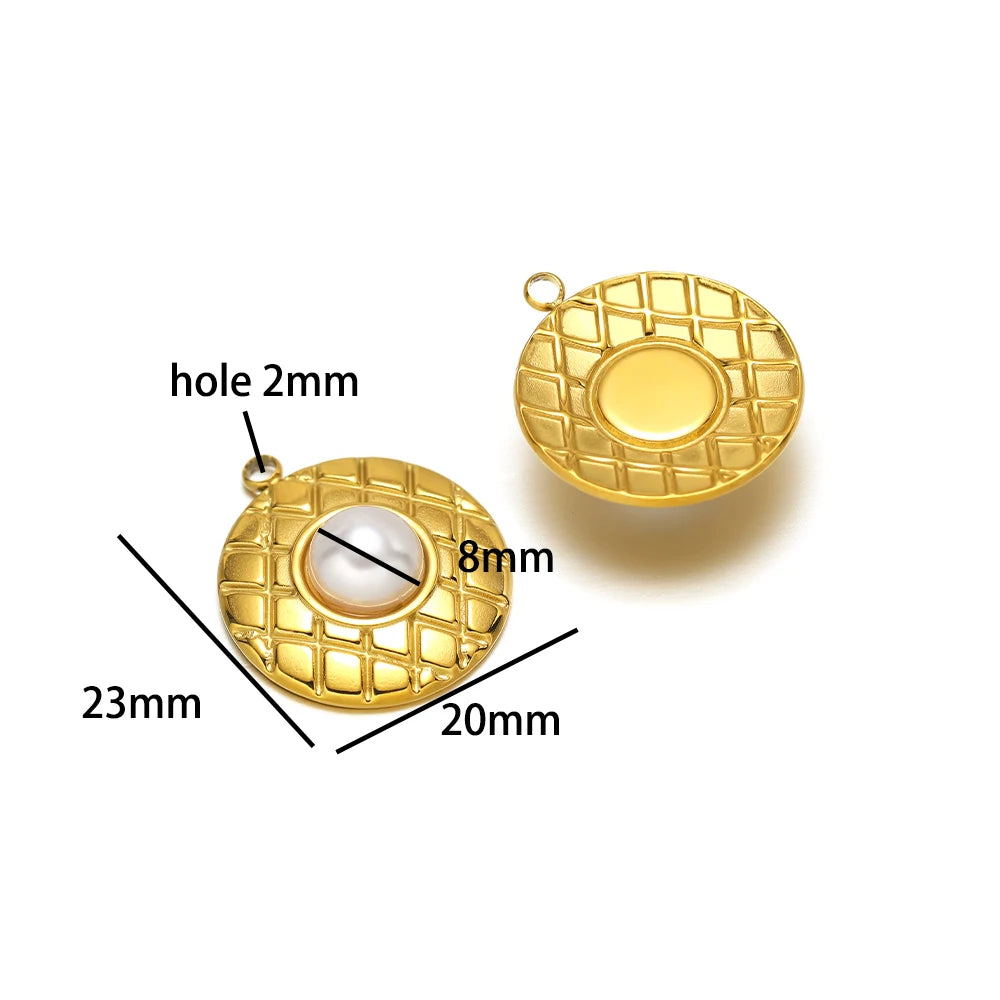 Hot Sale Fashion 18k Gold Plated Stainless Steel Pearl Flower Irregular Shape Charm Pendant for DIY Necklace Jewelry Making